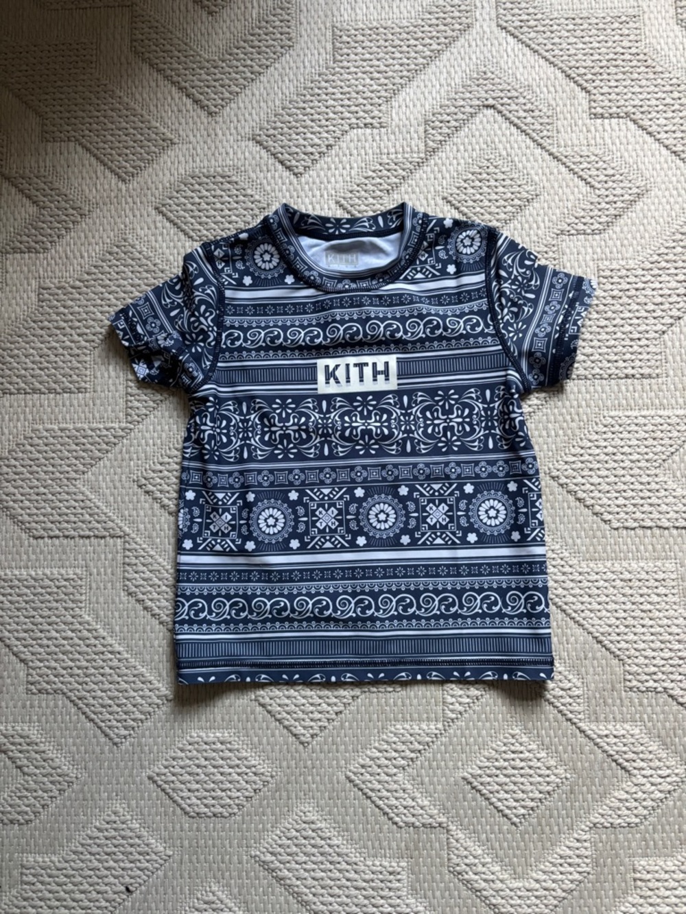 Kith Navy and White Bandana-Print Short Sleeve Tee